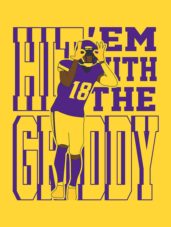 Hitem with the griddy justin jefferson minnesota football art print by farly datau