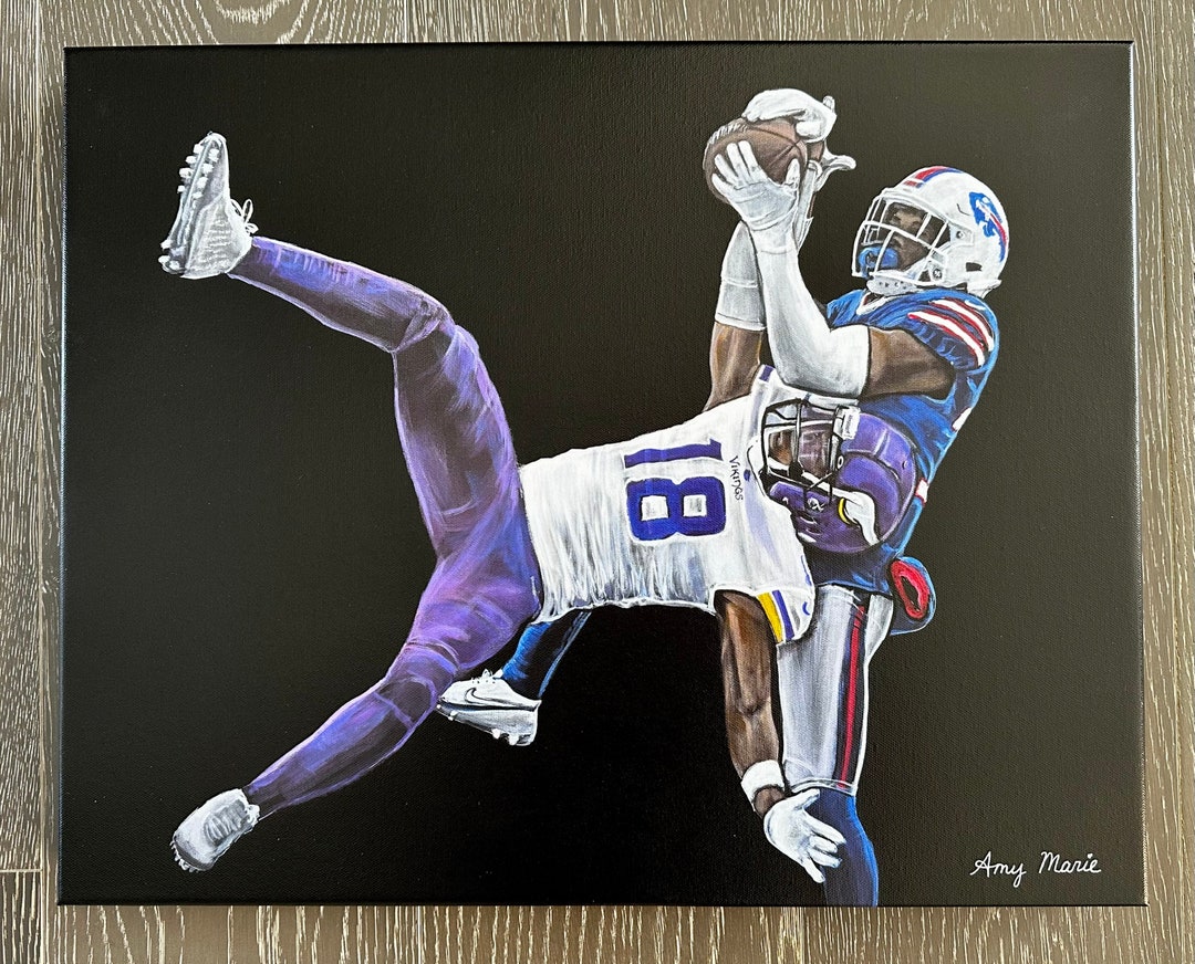 Limited edition justin jefferson catch canvas print painting by amy marie kulseth multiple sizes available