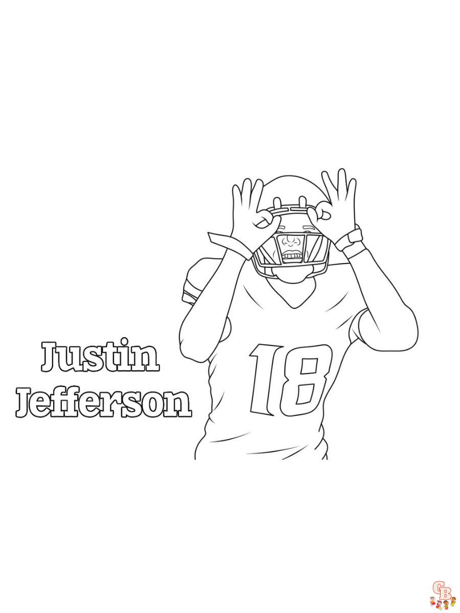 Printable justin jefferson coloring pages free for kids and adults