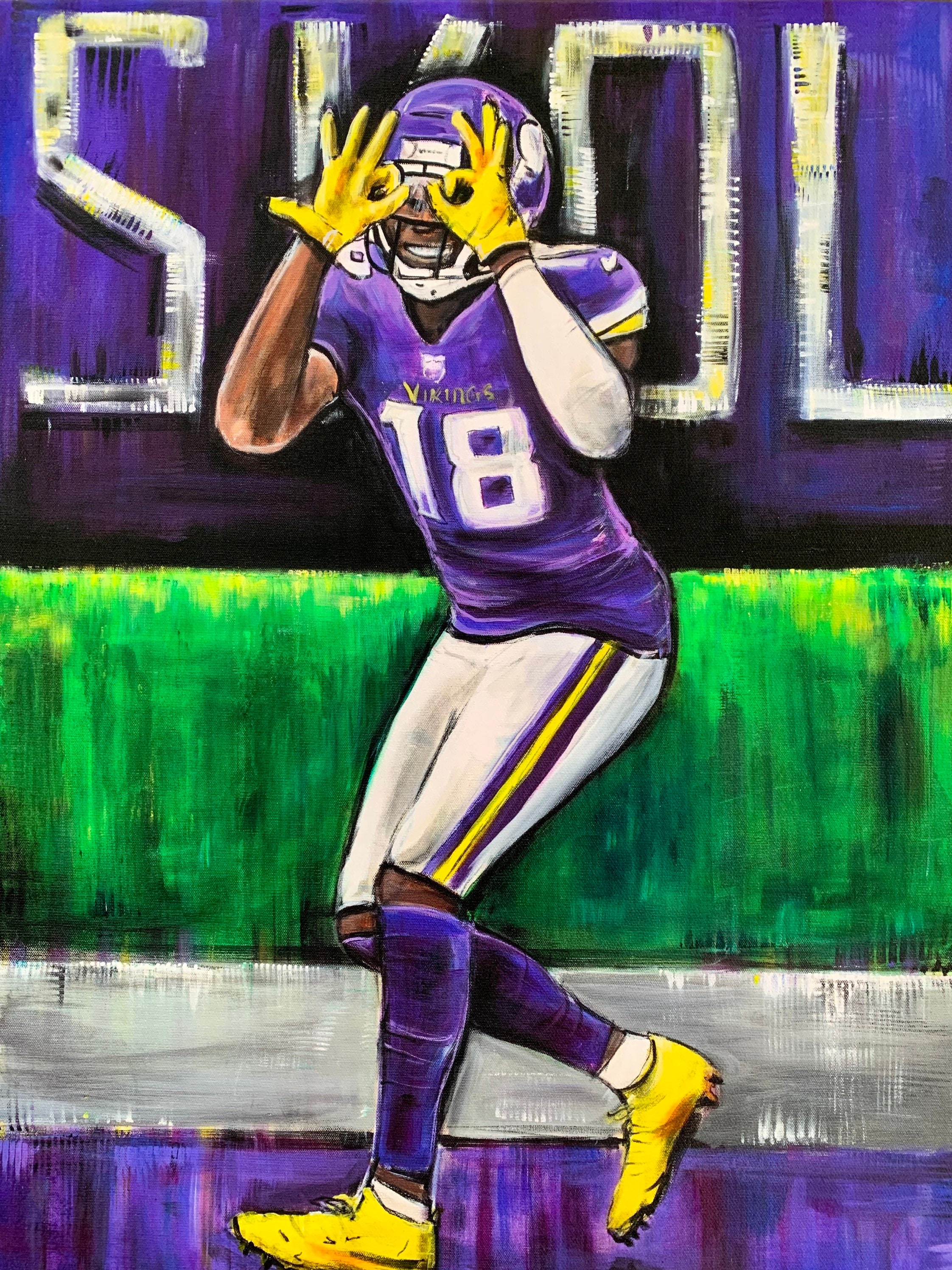 Justin jefferson griddy dance canvas print painting by amy marie art minnesota vikings