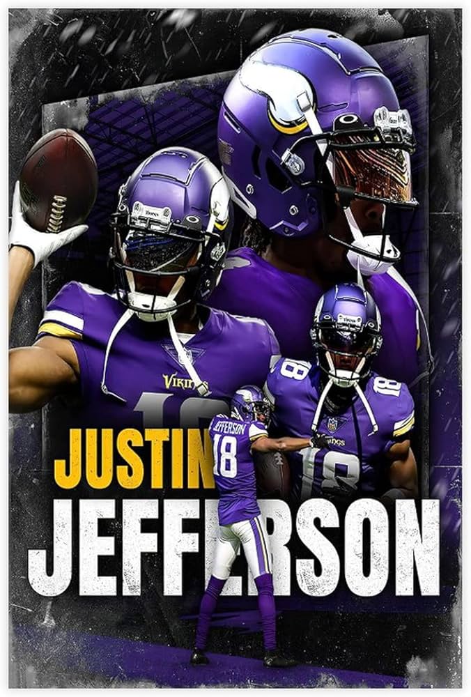 Justin jefferson sports poster canvas poster wall art decor print picture paintings for living room bedroom decoration unframe xinchxcm posters prints