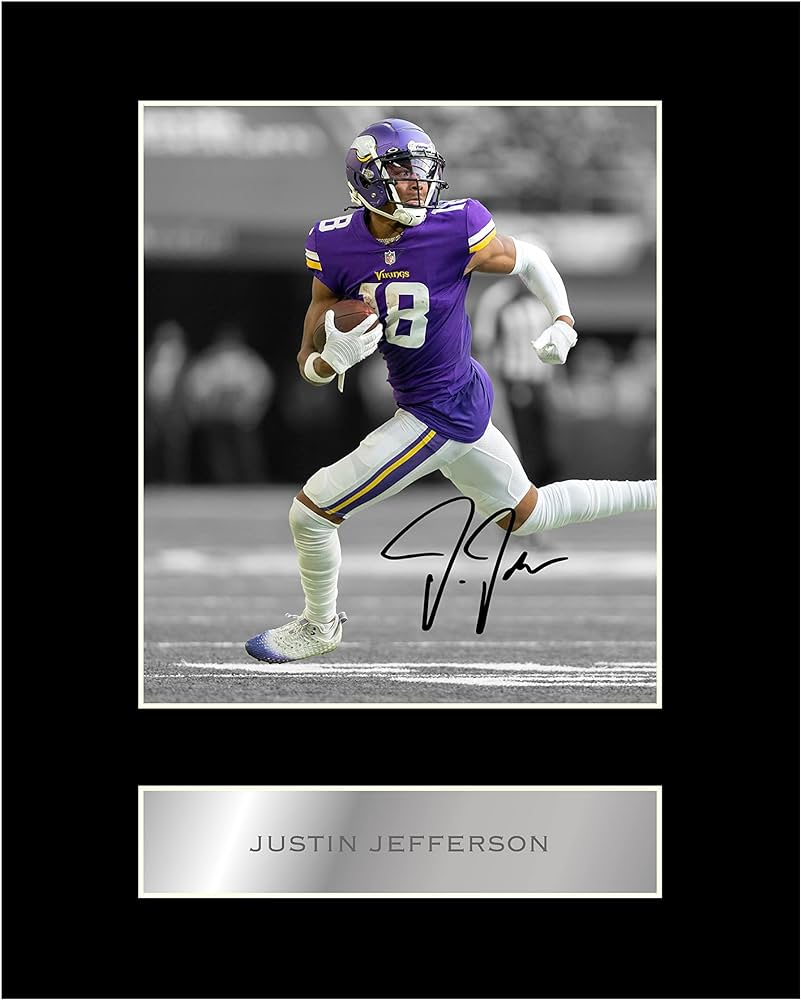 Justin jefferson pre printed signature signed mounted photo display printed autograph picture posters prints