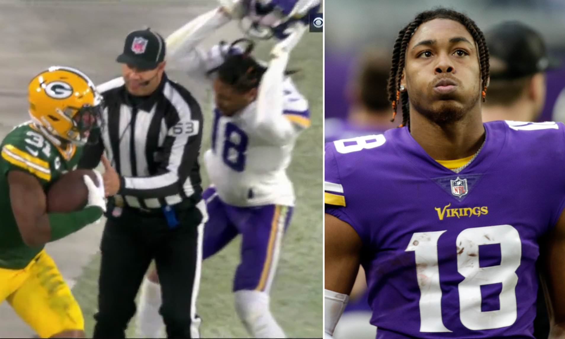 Minnesota vikings star justin jefferson appears to hit nfl ref on the back with his helmet daily mail online