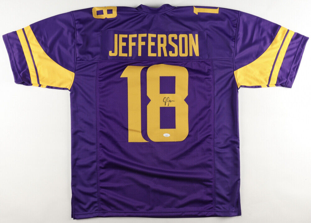 Justin jefferson signed minnesota viking color rush jersey jsa coa top pk