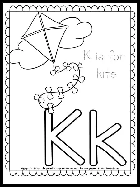 Letter k is for kite free spring coloring page â the art kit