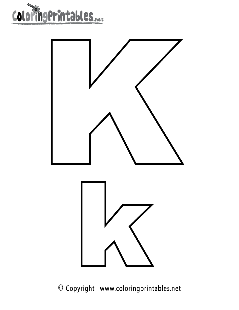 Alphabet letter k coloring page