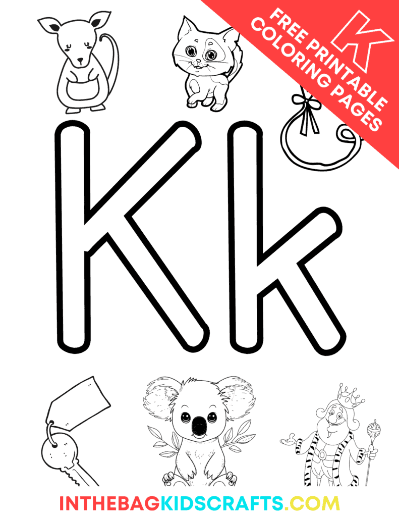Letter k coloring pages free printables â in the bag kids crafts
