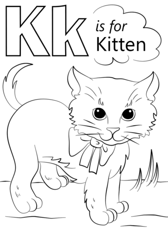 Letter k is for kitten coloring page free printable coloring pages
