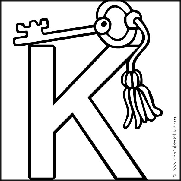 Alphabet coloring page letter k key â printables for kids â free word search puzzles coloring pages and other activities