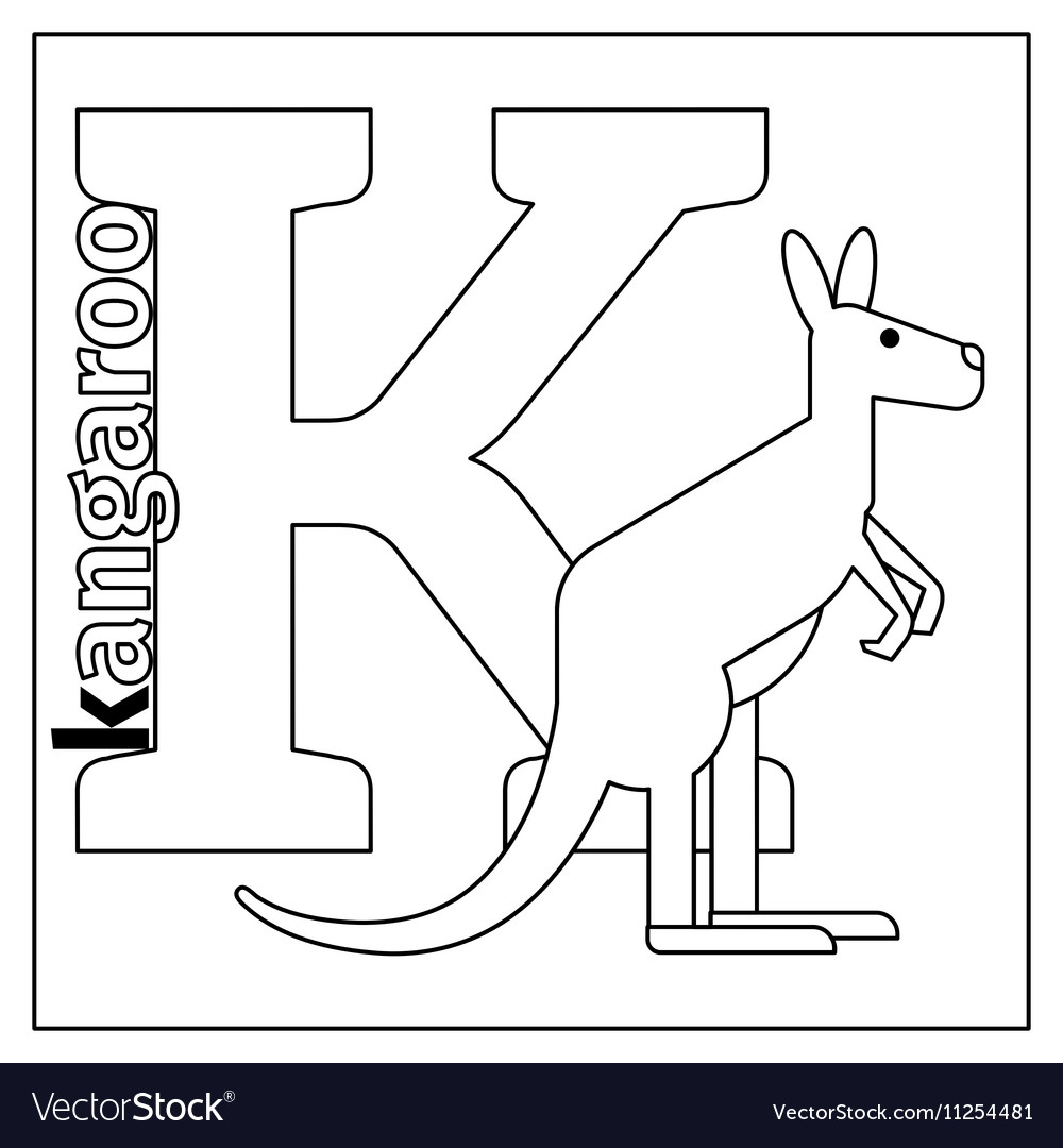 Kangaroo letter k coloring page royalty free vector image