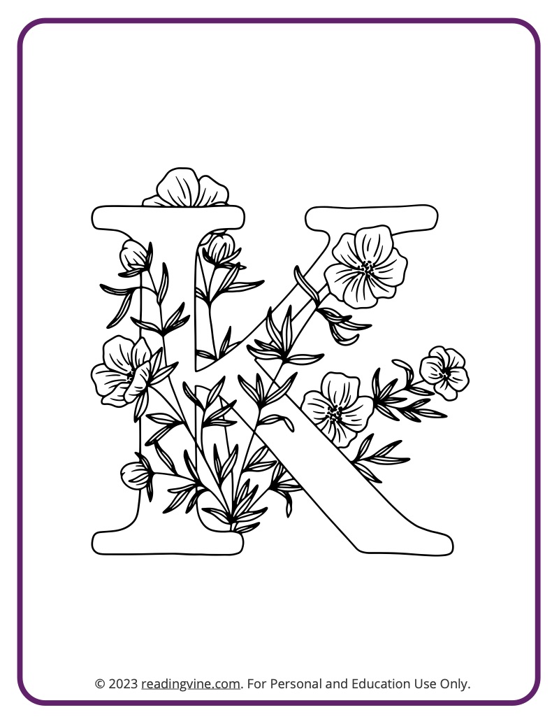 Letter k coloring pages