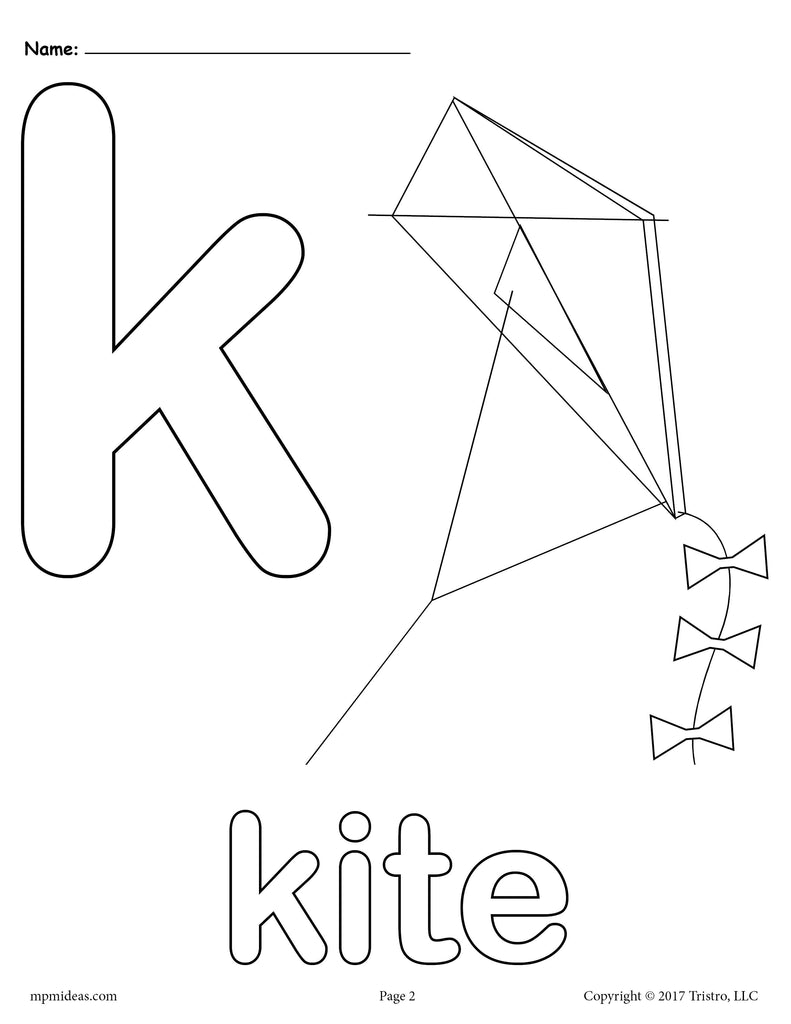 Letter k alphabet coloring pages