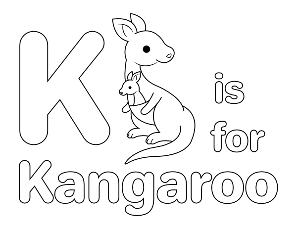 Printable k is for kangaroo coloring page