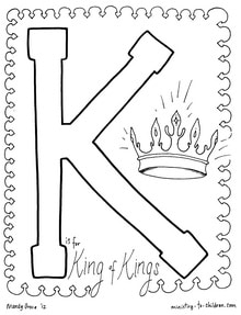 K is for king of kings coloring page