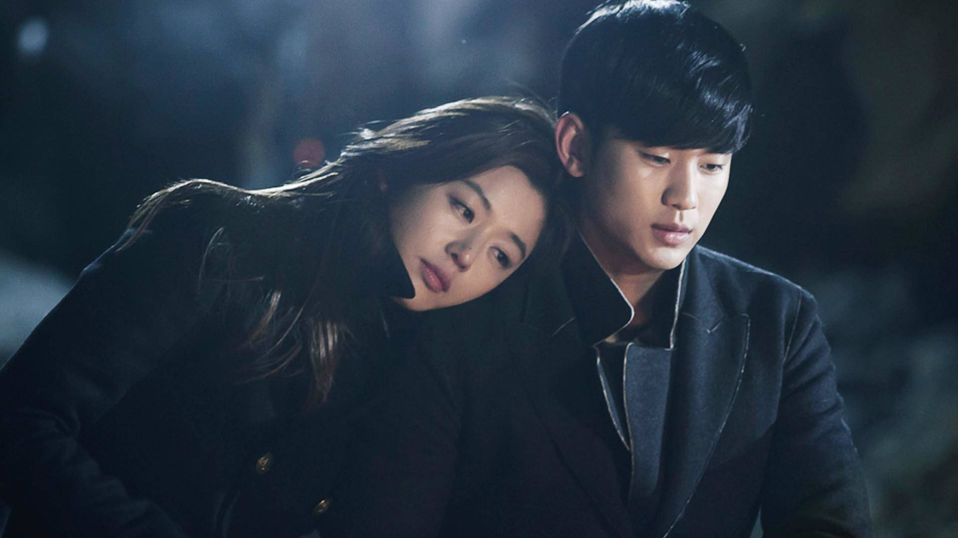 Download korean drama couple in black wallpaper