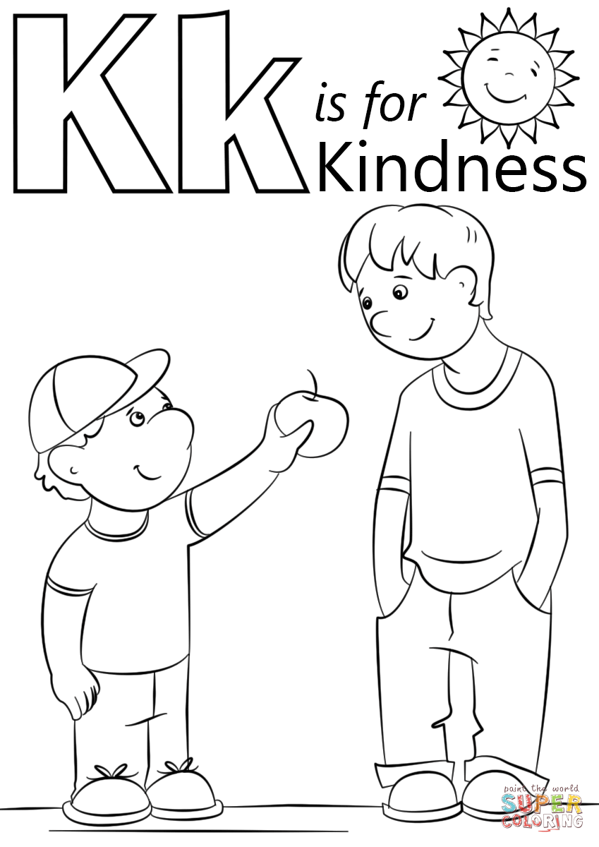 Letter k is for kindness coloring page free printable coloring pages preschool letter crafts preschool coloring pages letter k crafts