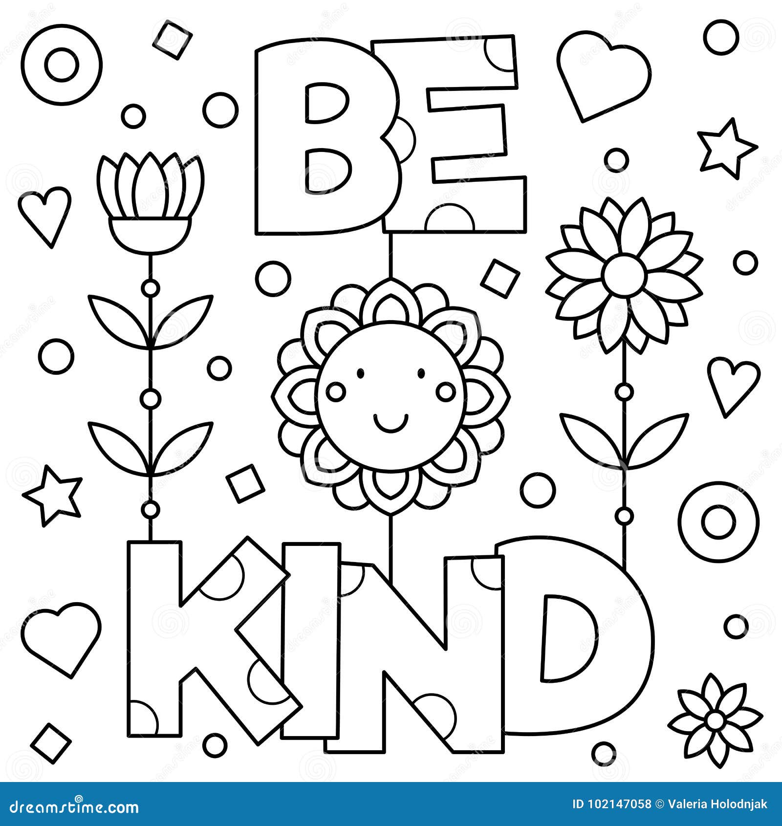 Be kind coloring page vector illustration stock vector