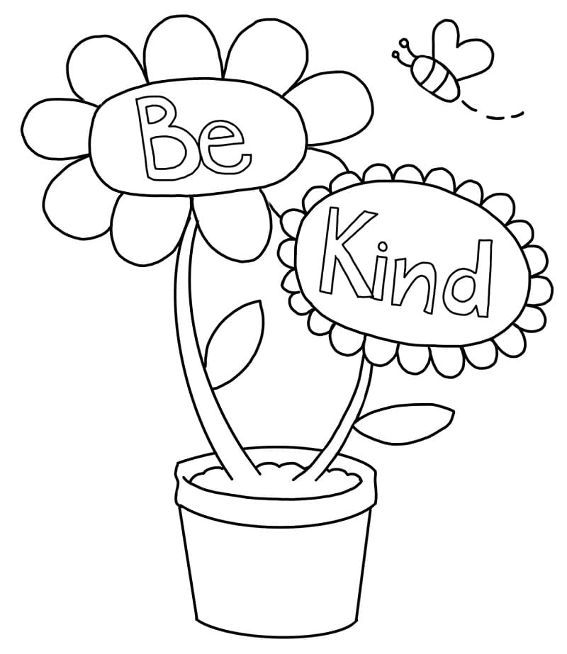 Print be kind coloring page