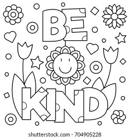 Be kind coloring page black white stock vector royalty free