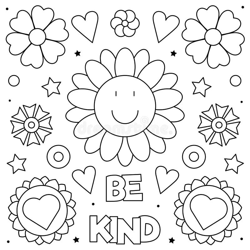 Be kind coloring page black and white vector illustration stock vector