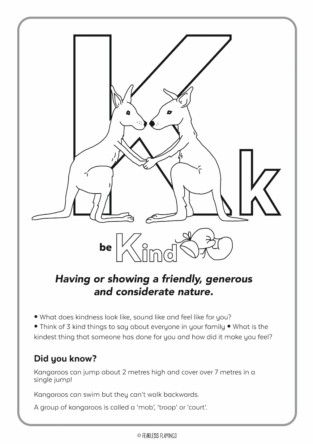 Downloadable letter k worksheet â fearless flamingo