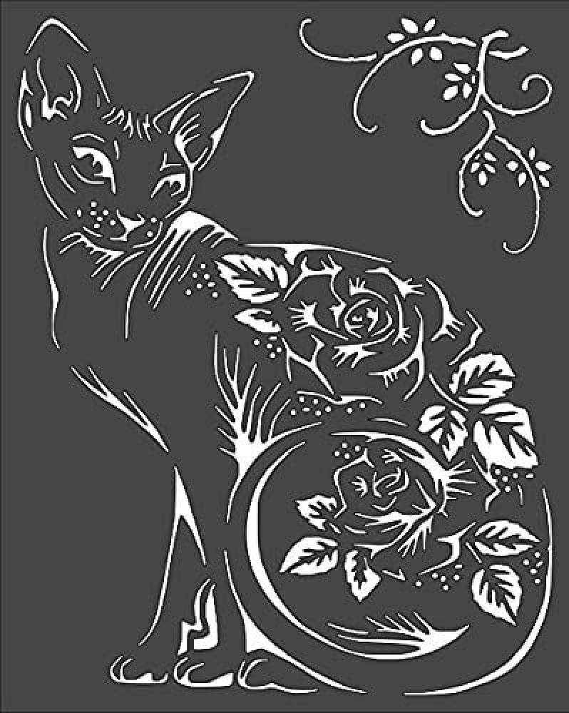 Kachi pencil art craft layering stencil x inch custom cut stencilrose cat