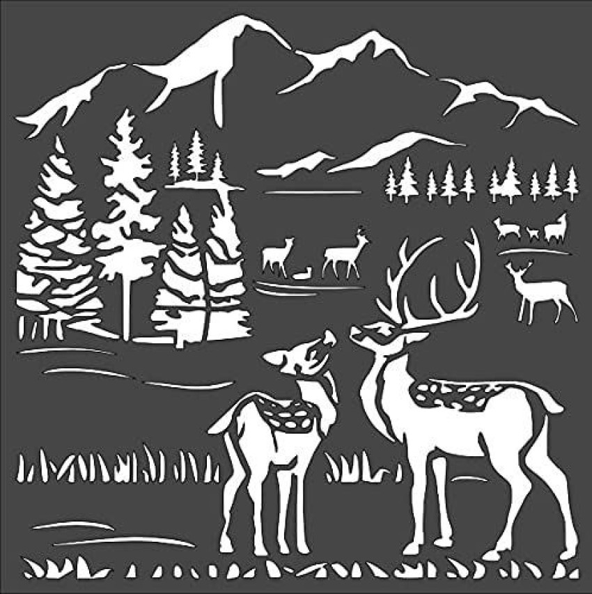 Kachi pencil art craft layering stencil deer scene x in crafts arts scrapbooking