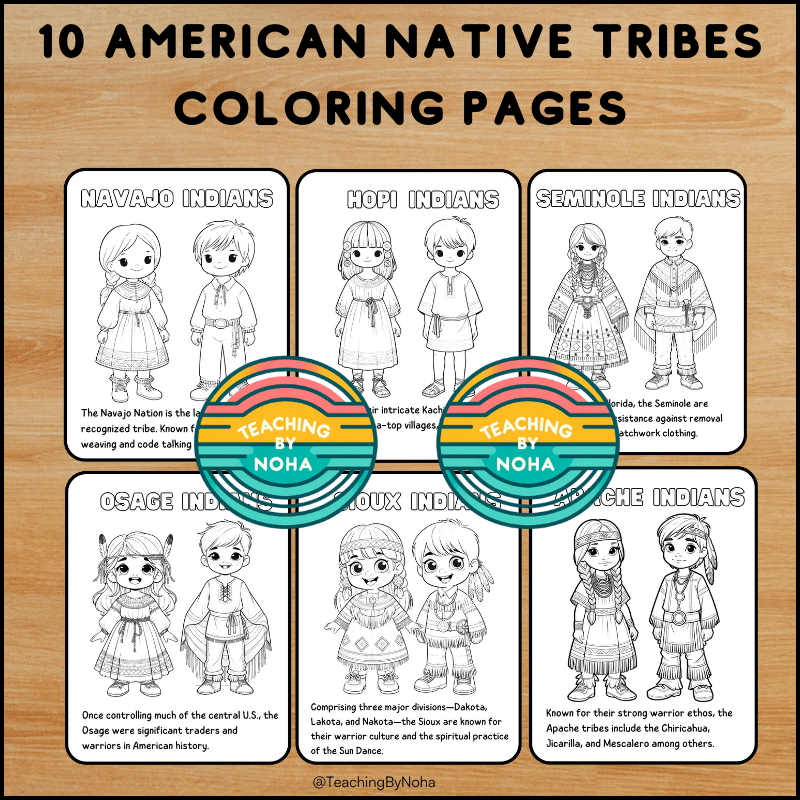 Native american heritage month tribes coloring pages made by teachers