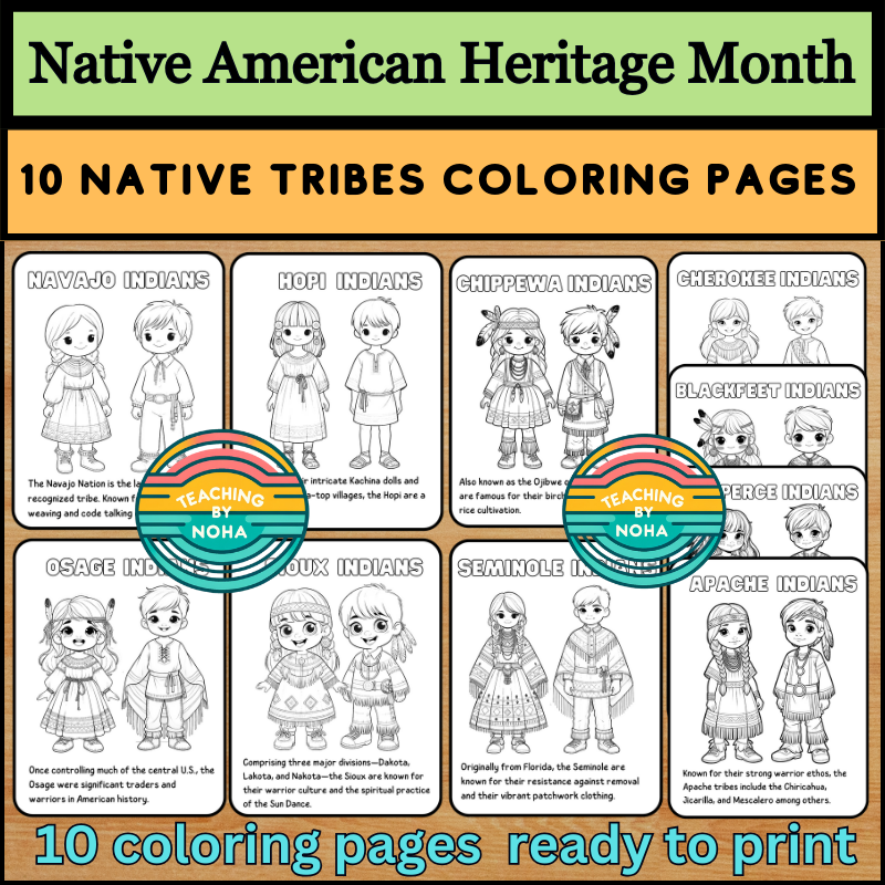 Native american heritage month tribes coloring pages made by teachers