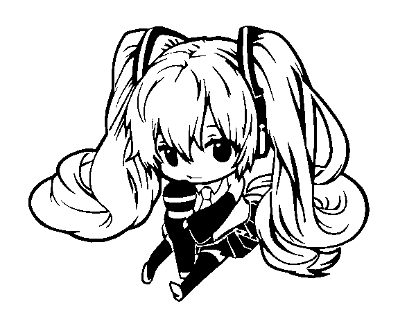 Miku chibi vocaloid coloring page