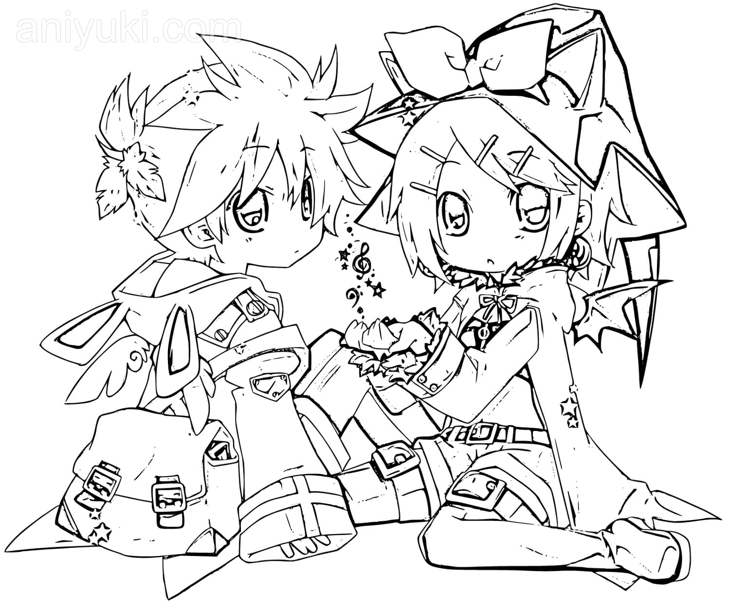 Kagamine rin and len coloring pages