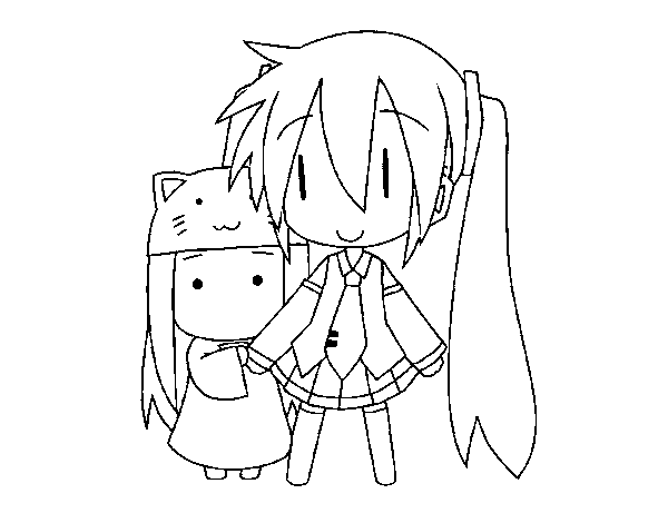 Miku and kasane chibi coloring page