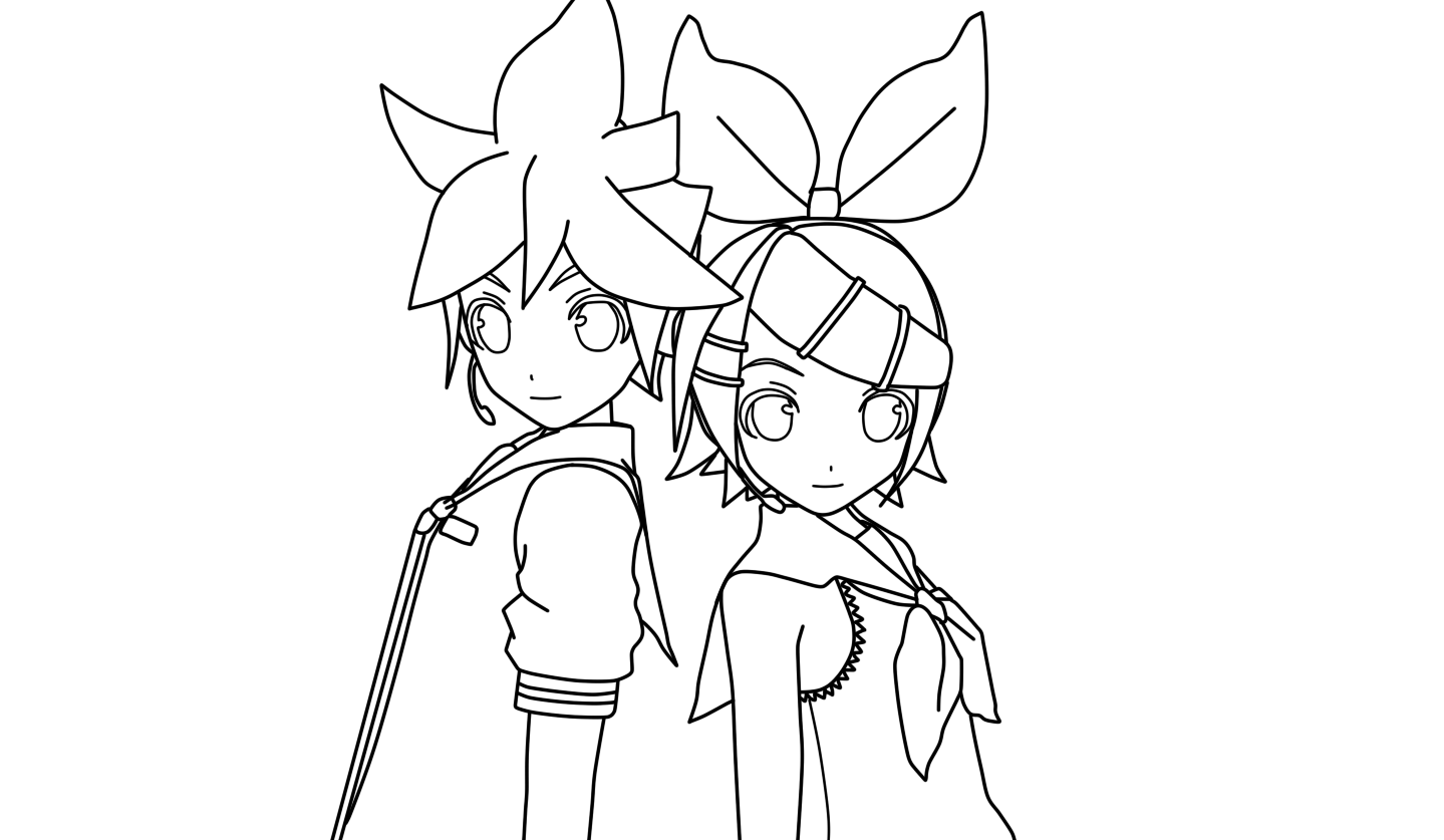 Len and rin kagamine coloring page by doremefasoladedo on