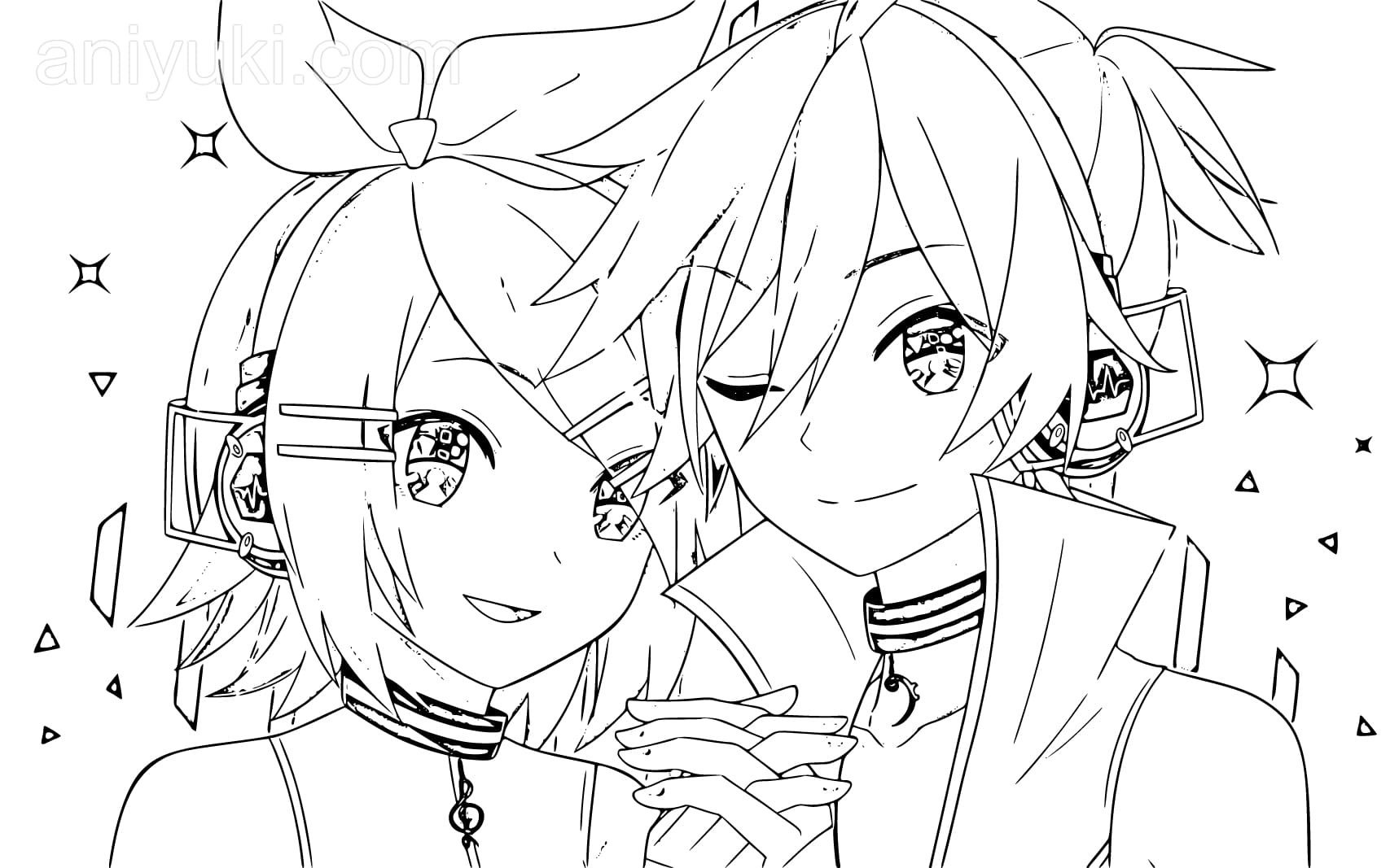 Kagamine rin and len coloring pages