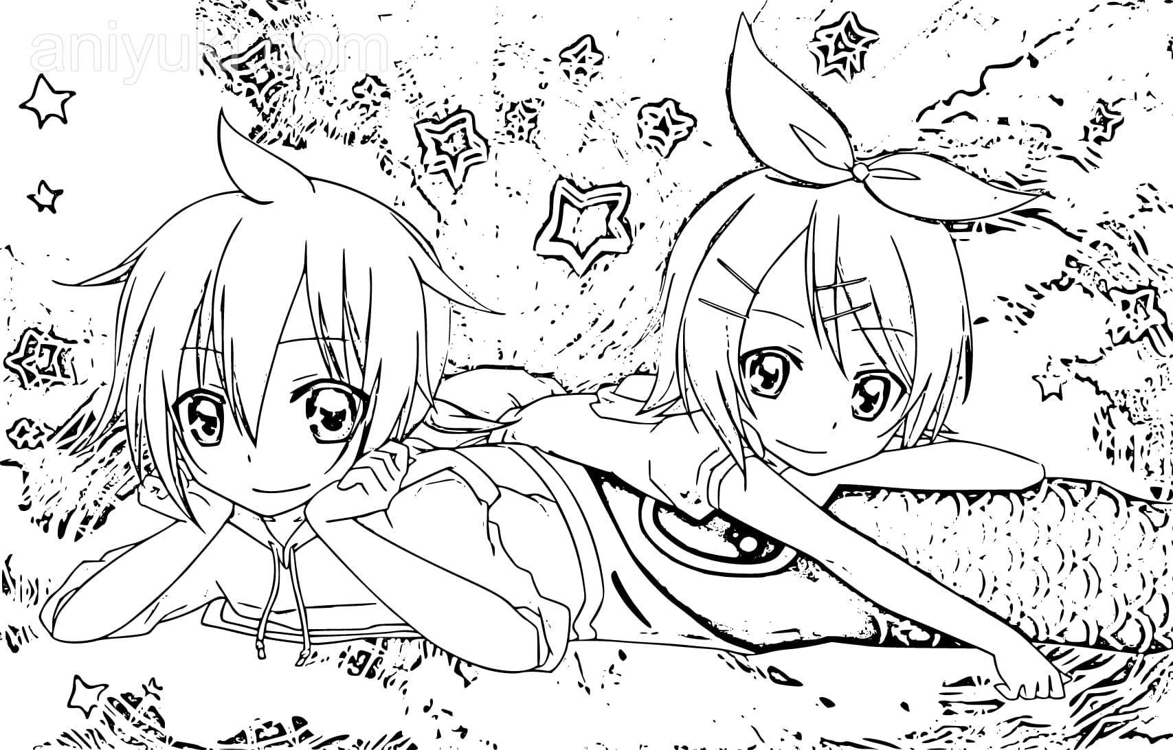 Kagamine rin and len coloring pages