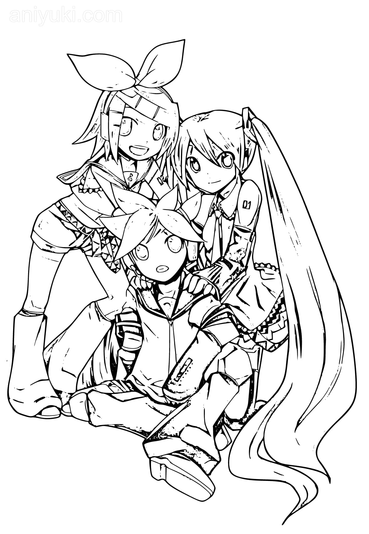 Kagamine rin and len coloring pages