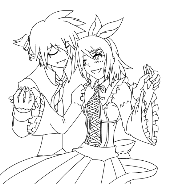 Rin and len kagamine lineart by yukimuonmadobenite on