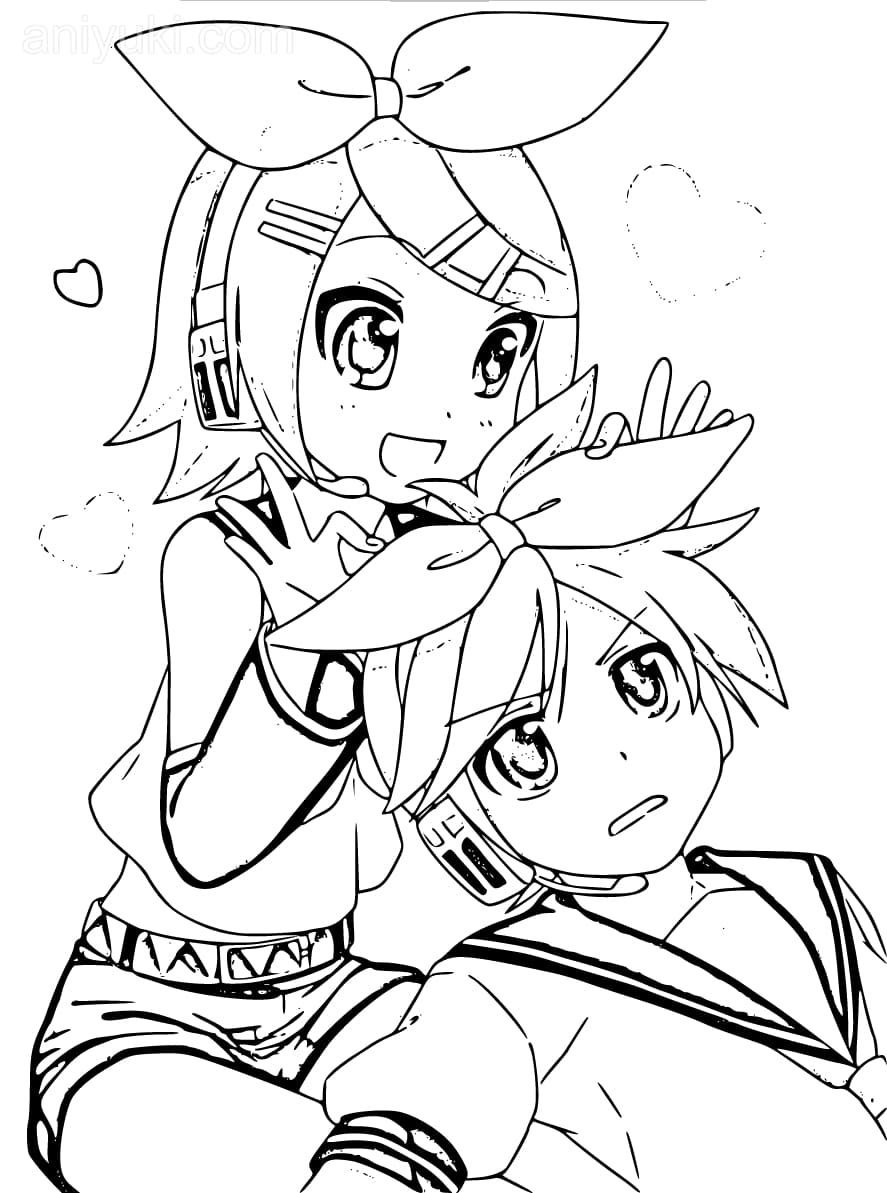 Kagamine rin and len coloring pages