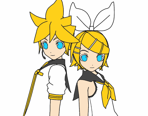 Colored page len and rin kagamine vocaloid painted by user not registered