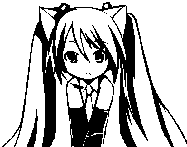 Sad miku coloring page