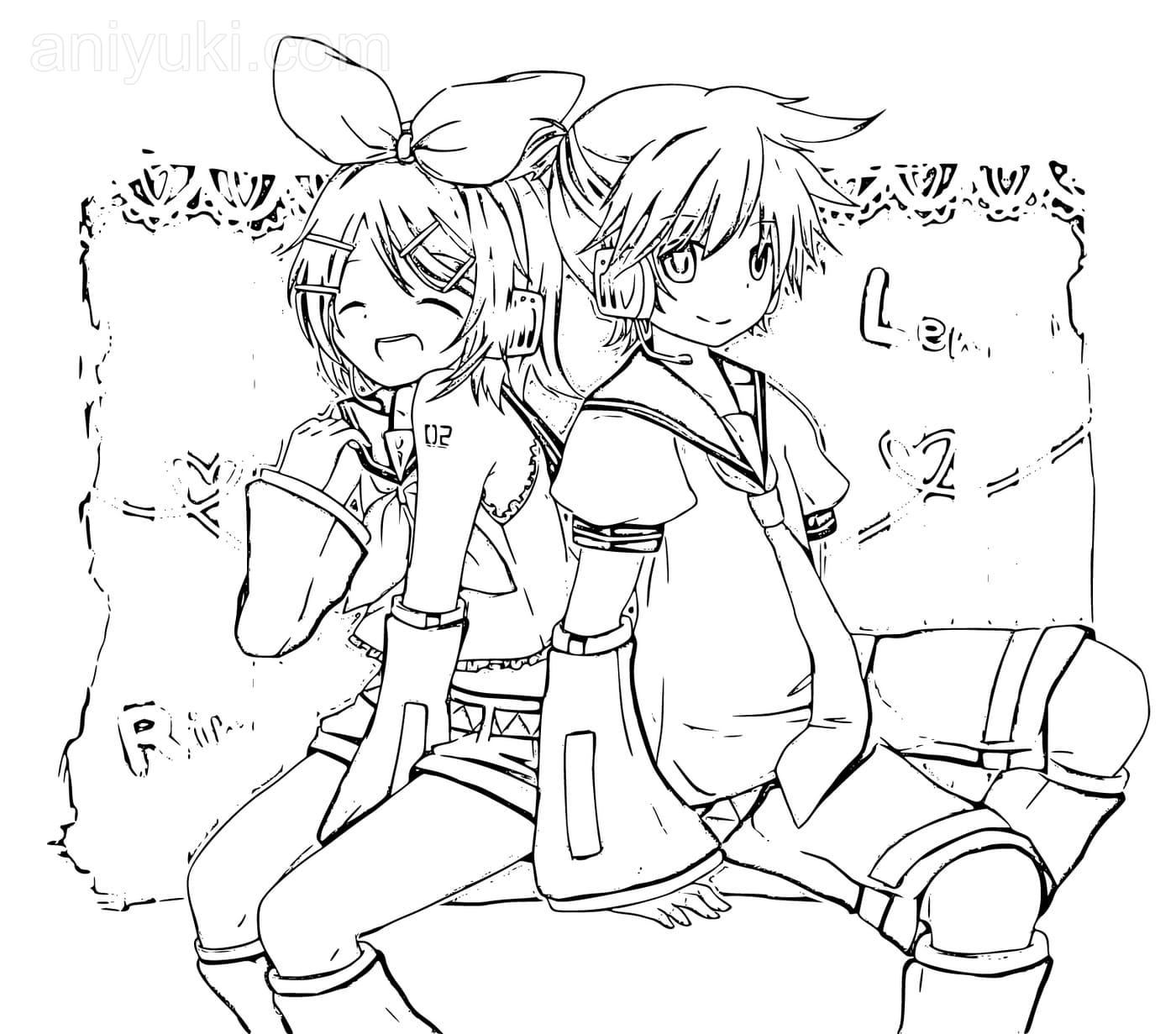 Kagamine rin and len coloring pages