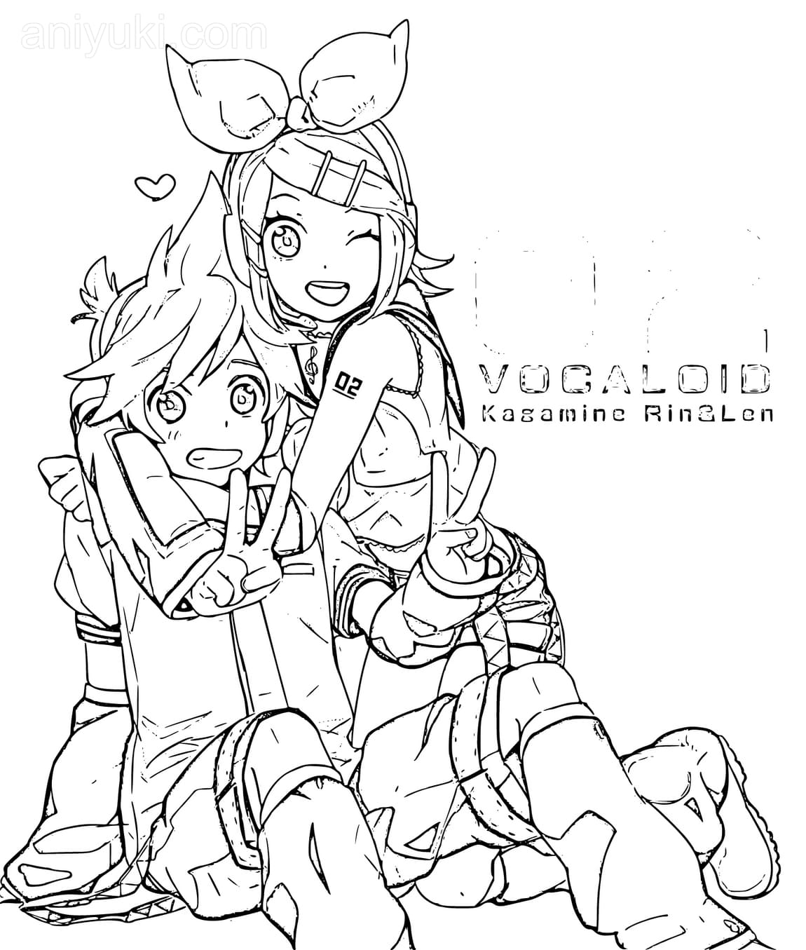 Kagamine rin and len coloring pages