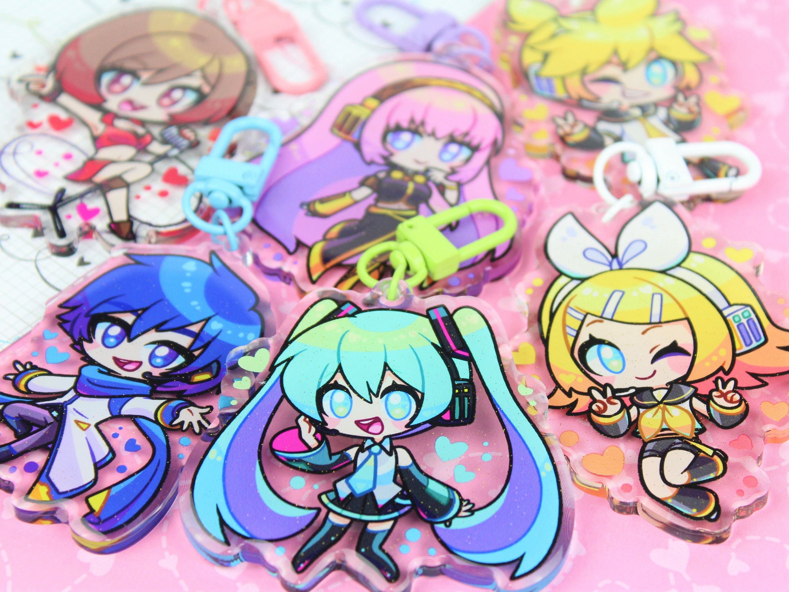 Hatsune miku kagamine rin kagamine len megurine luka kaito meiko virtual singer vocaloid fan art acrylic keychain charms