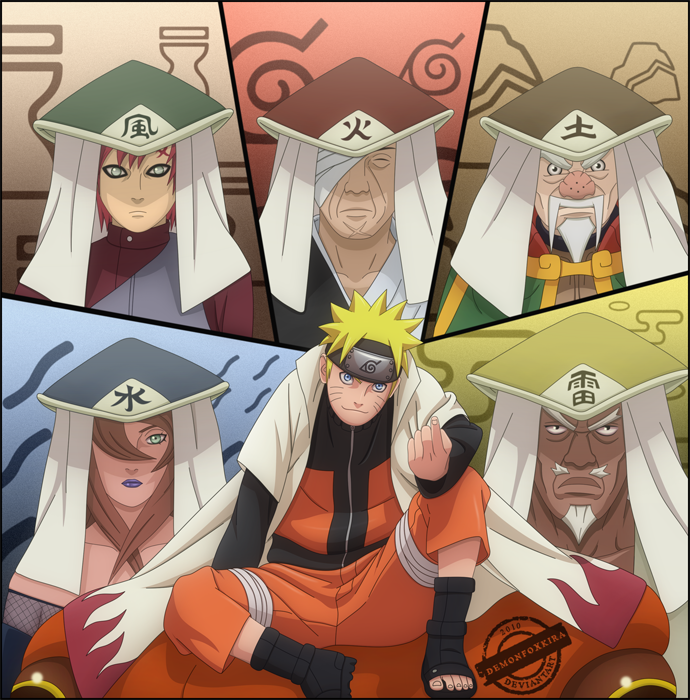 Naruto with the kages by demonfoxkira on