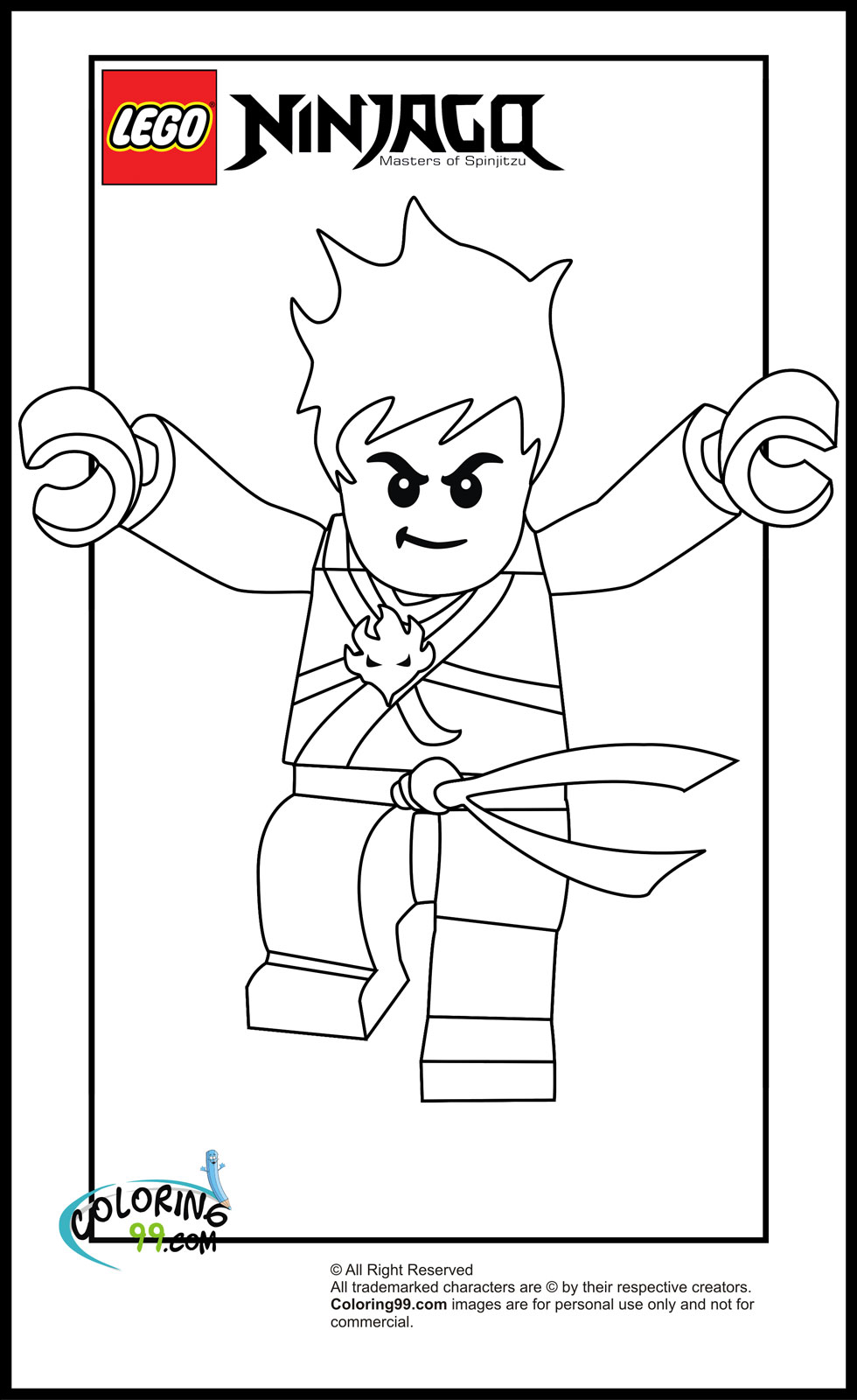 Lego ninjago kai coloring pages team colors