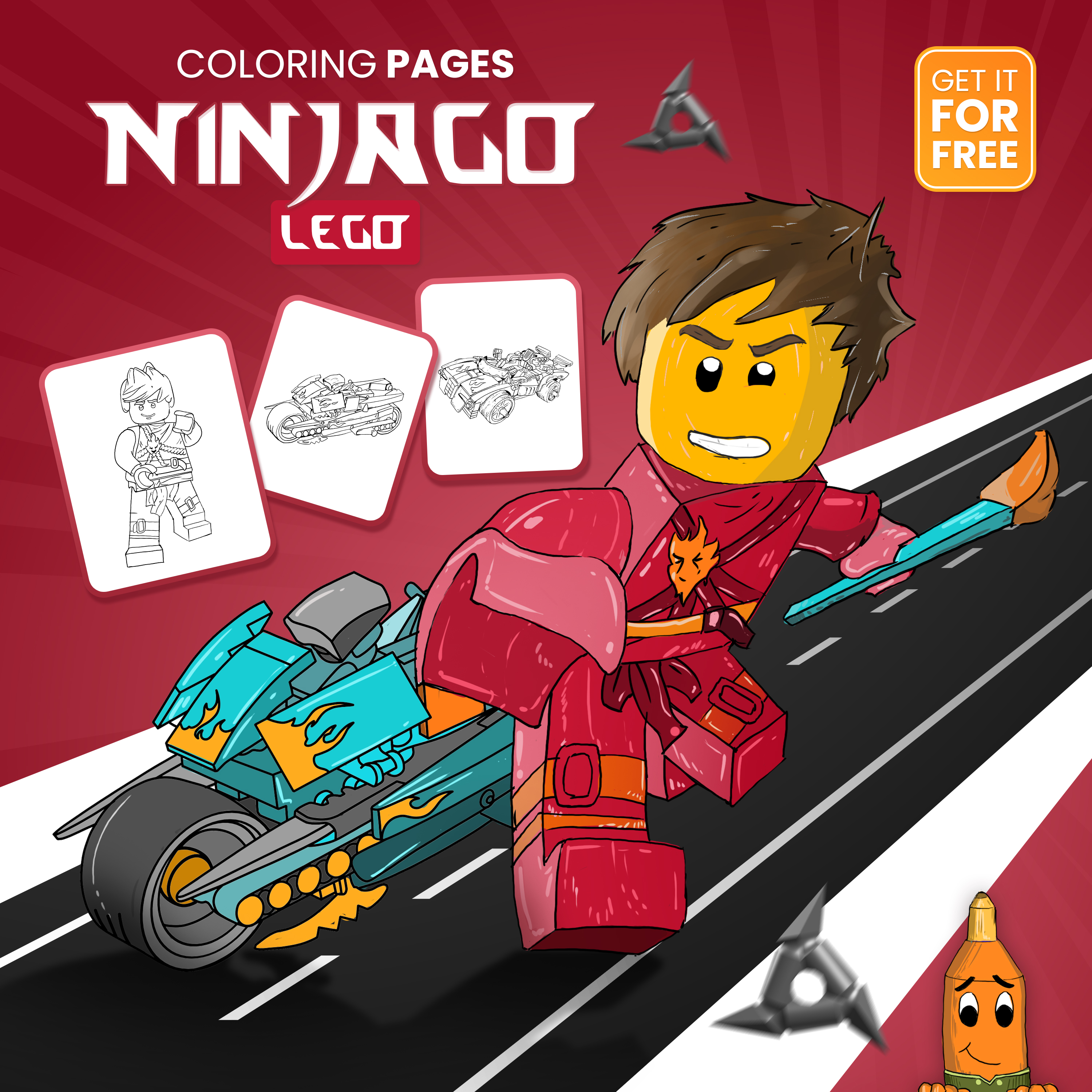 Ninjago kai car bike free premium coloring pages