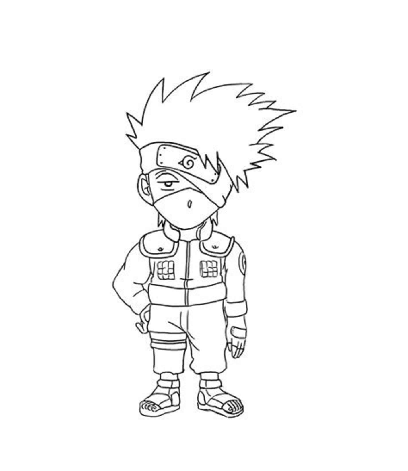 Chibi kakashi standing coloring page