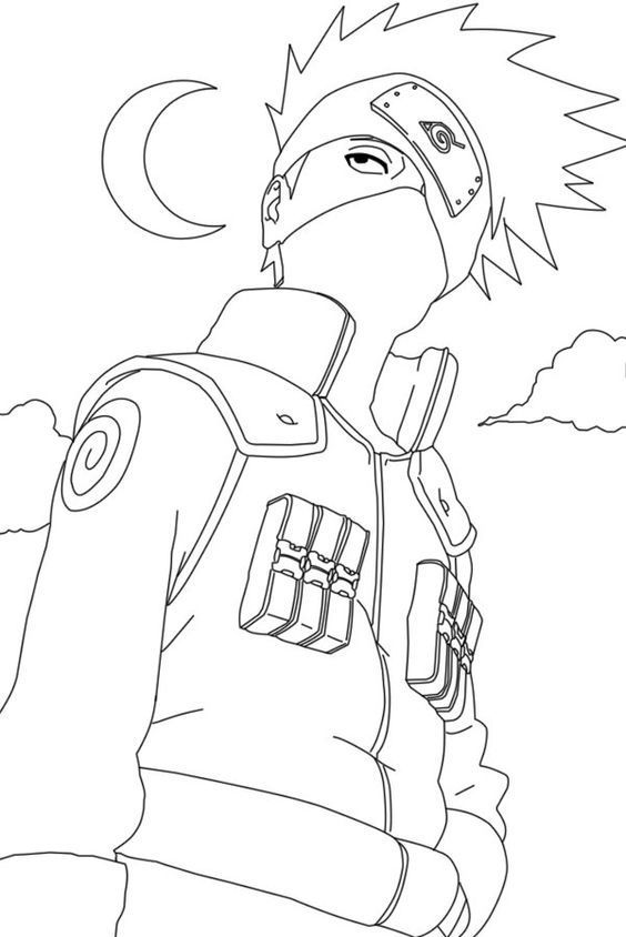 Kakashi in the night coloring page