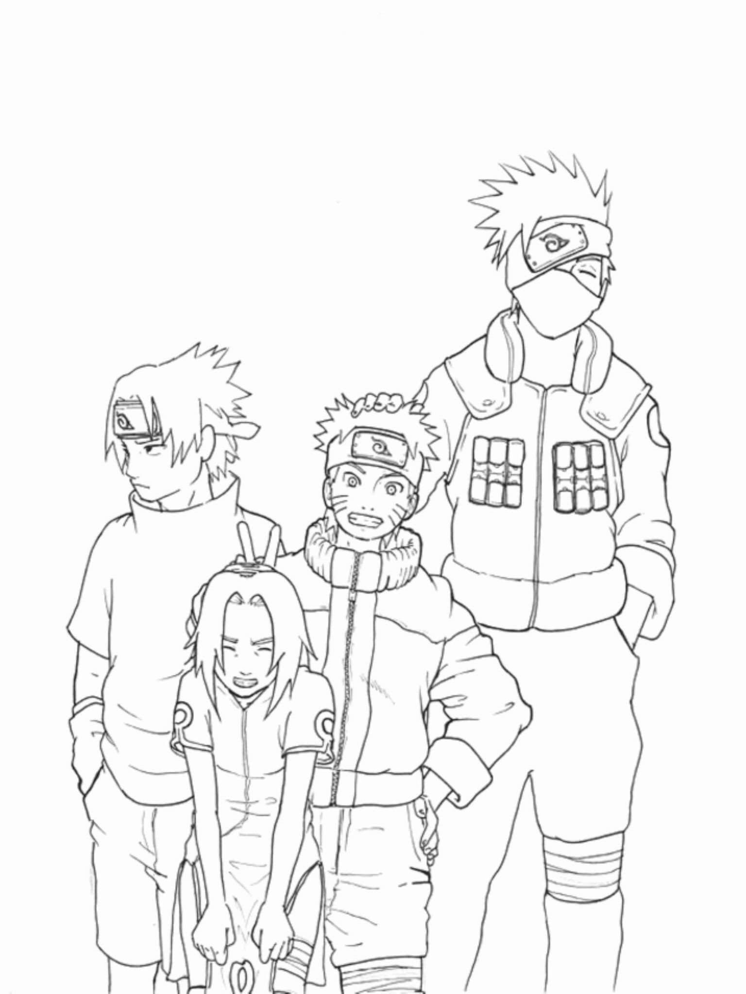 Kakashi and team coloring page