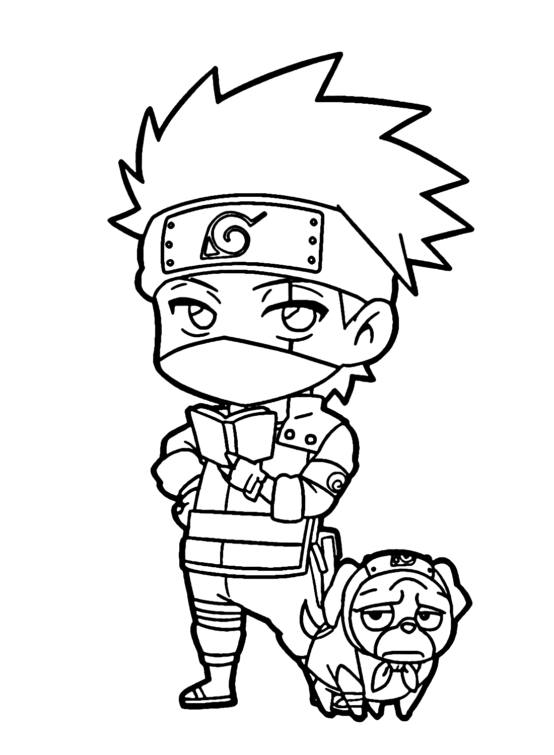 Kakashi hatake with dog coloring pages